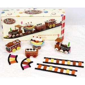 2004 Lemax Sugar & Spice 8pc Gingerbread Express Train Engine Cars Track #43424